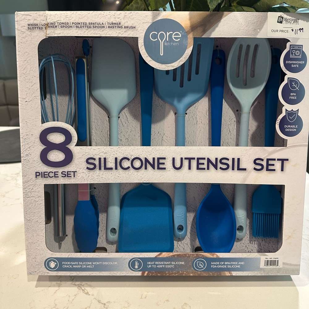 Core Kitchen Blue Silicone Utensil Set